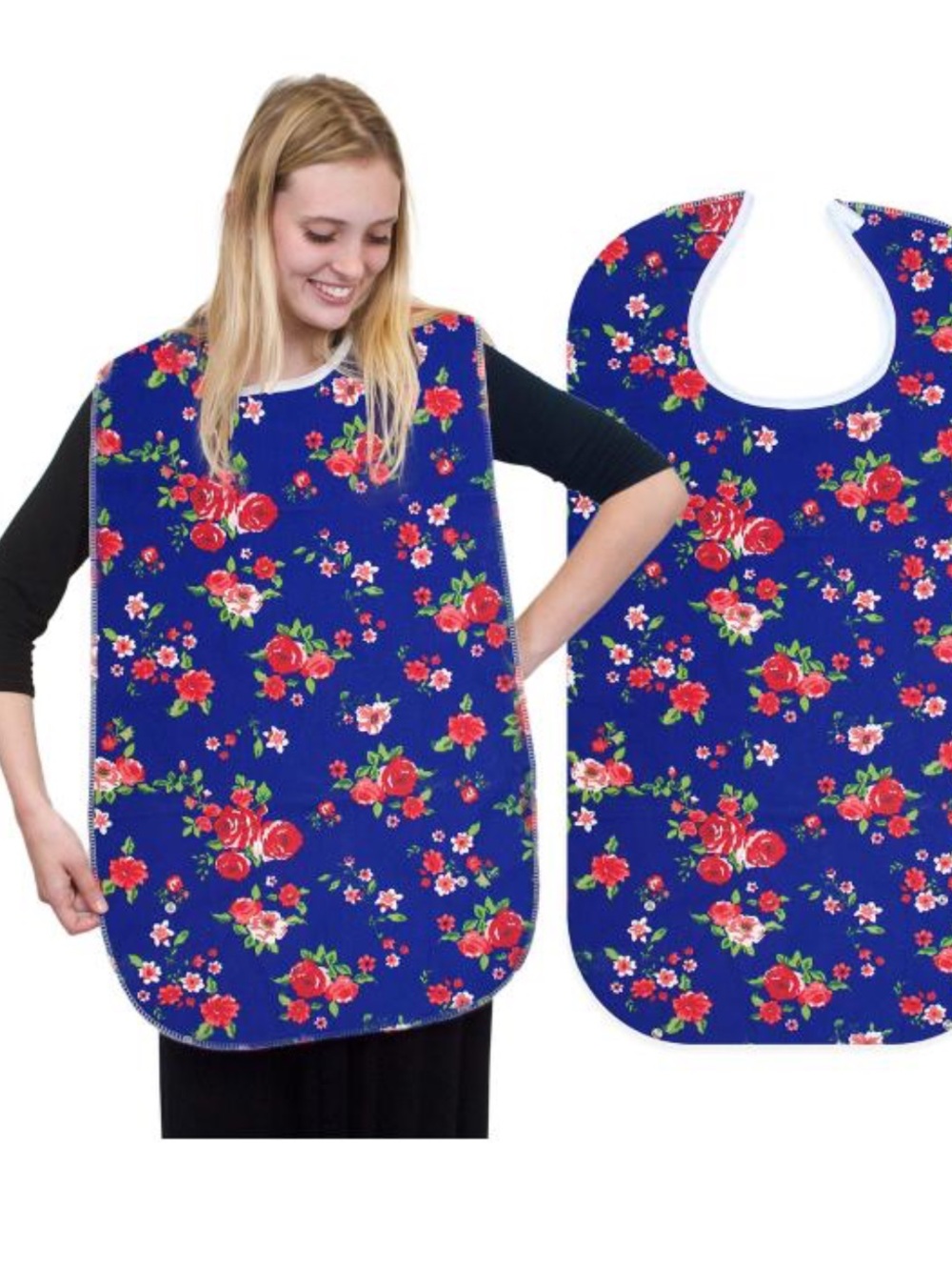 2 Waterproof Adult Bibs for Women - Floral and Paisley